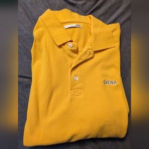 Yellow Siena College polo shirt, men's size large